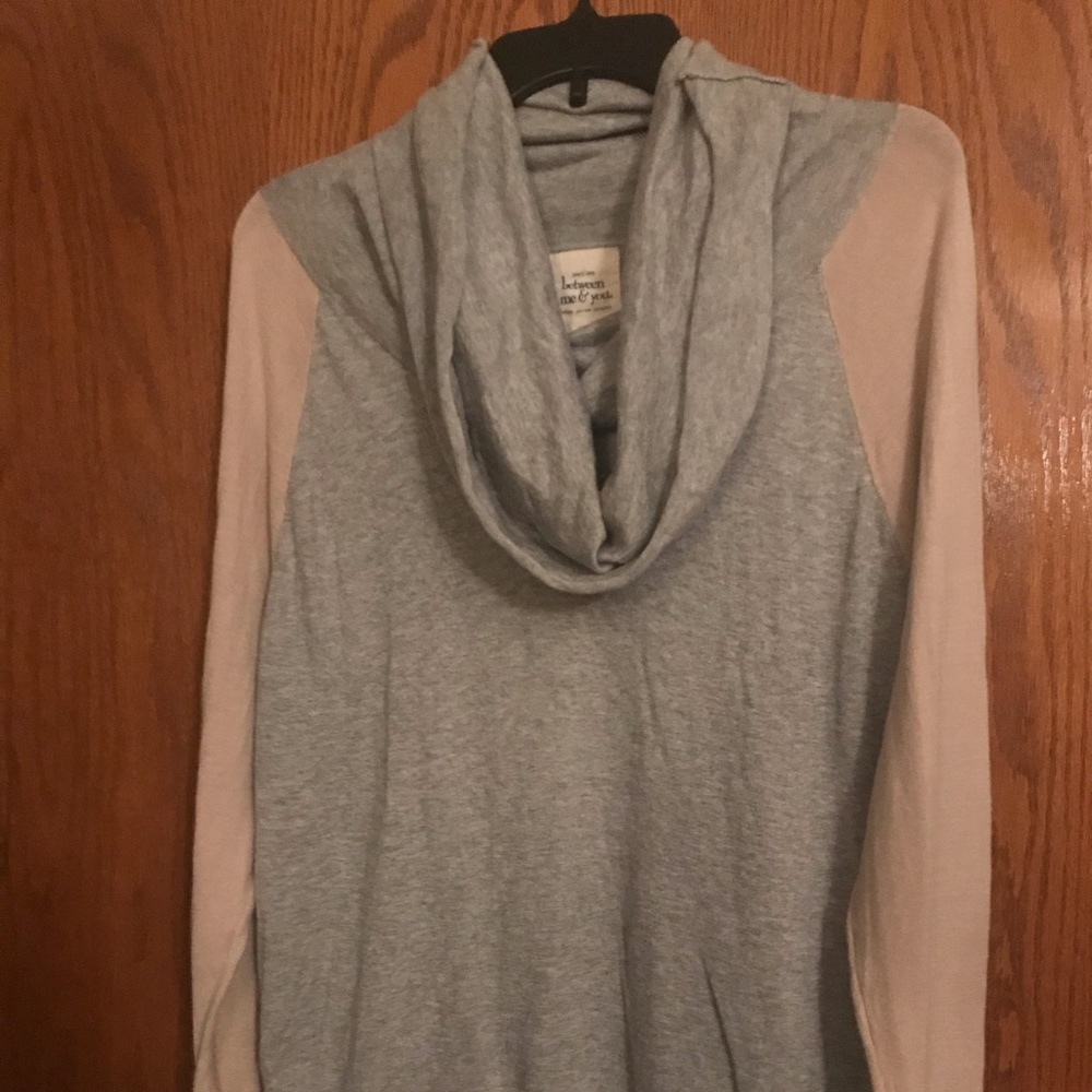 Grey and camel cowl neck tunic
